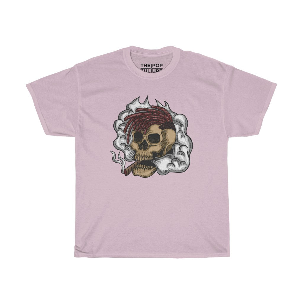 Smoking Skull Unisex Heavy Cotton T-Shirt - Video Game Rock Tee-S-Light Pink-Bootlg