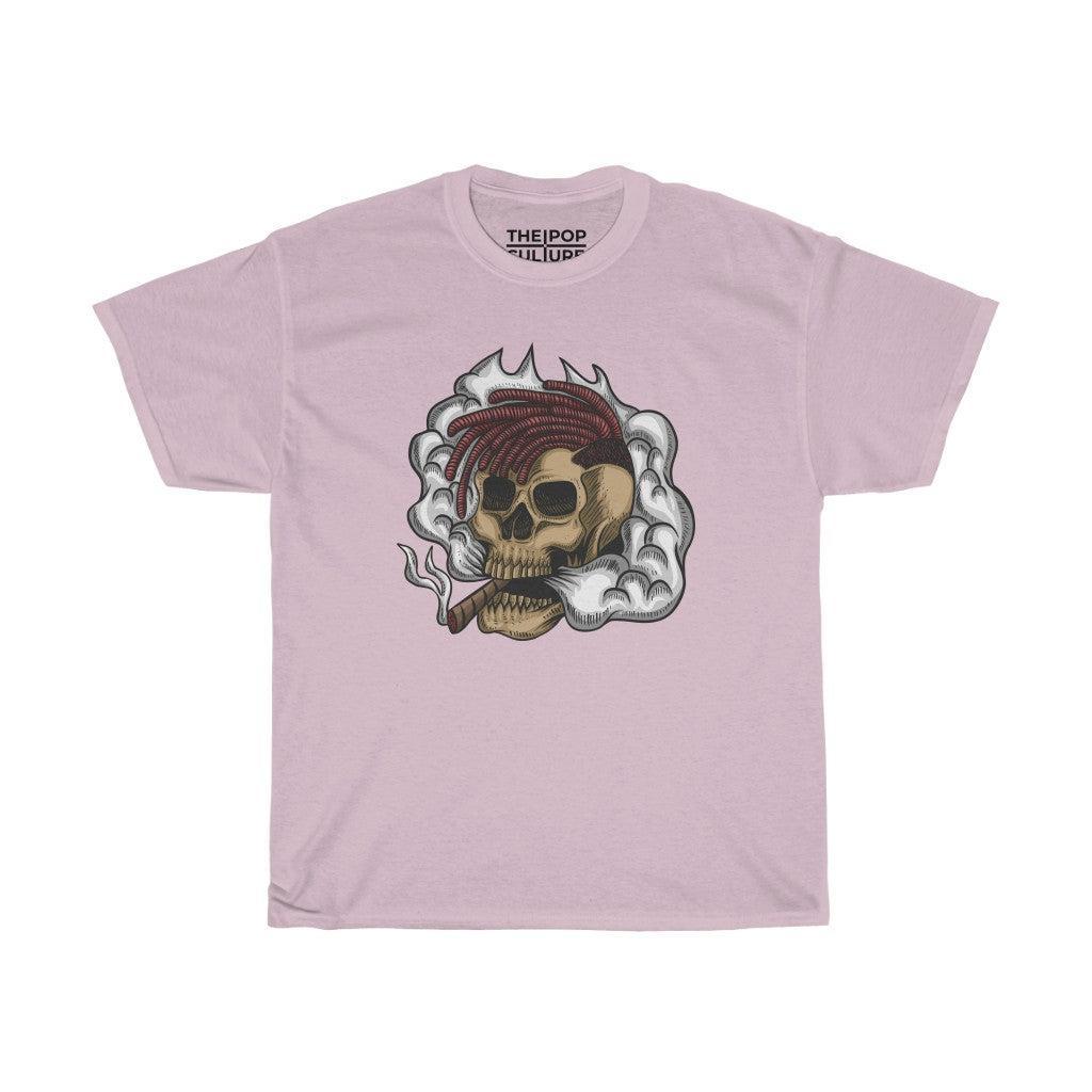 Smoking Skull Unisex Heavy Cotton T-Shirt - Video Game Rock Tee-S-Light Pink-Bootlg