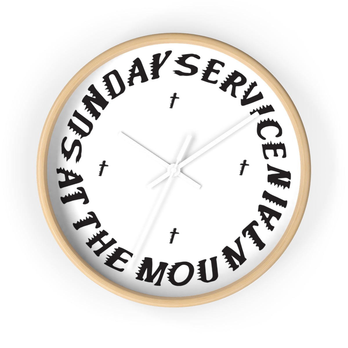 Sunday Service At The Mountain Wall clock - Kanye West Sunday Service Coachella-10 in-Wooden-White-Bootlg