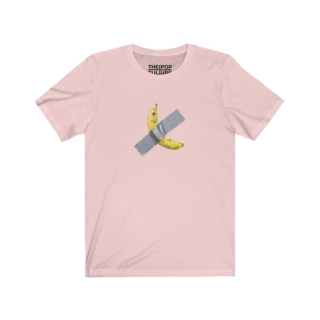 Taped Banana Unisex T-Shirt.Inspired by The Comedian. from Maurizio Cattelan-Soft Pink-S-Bootlg