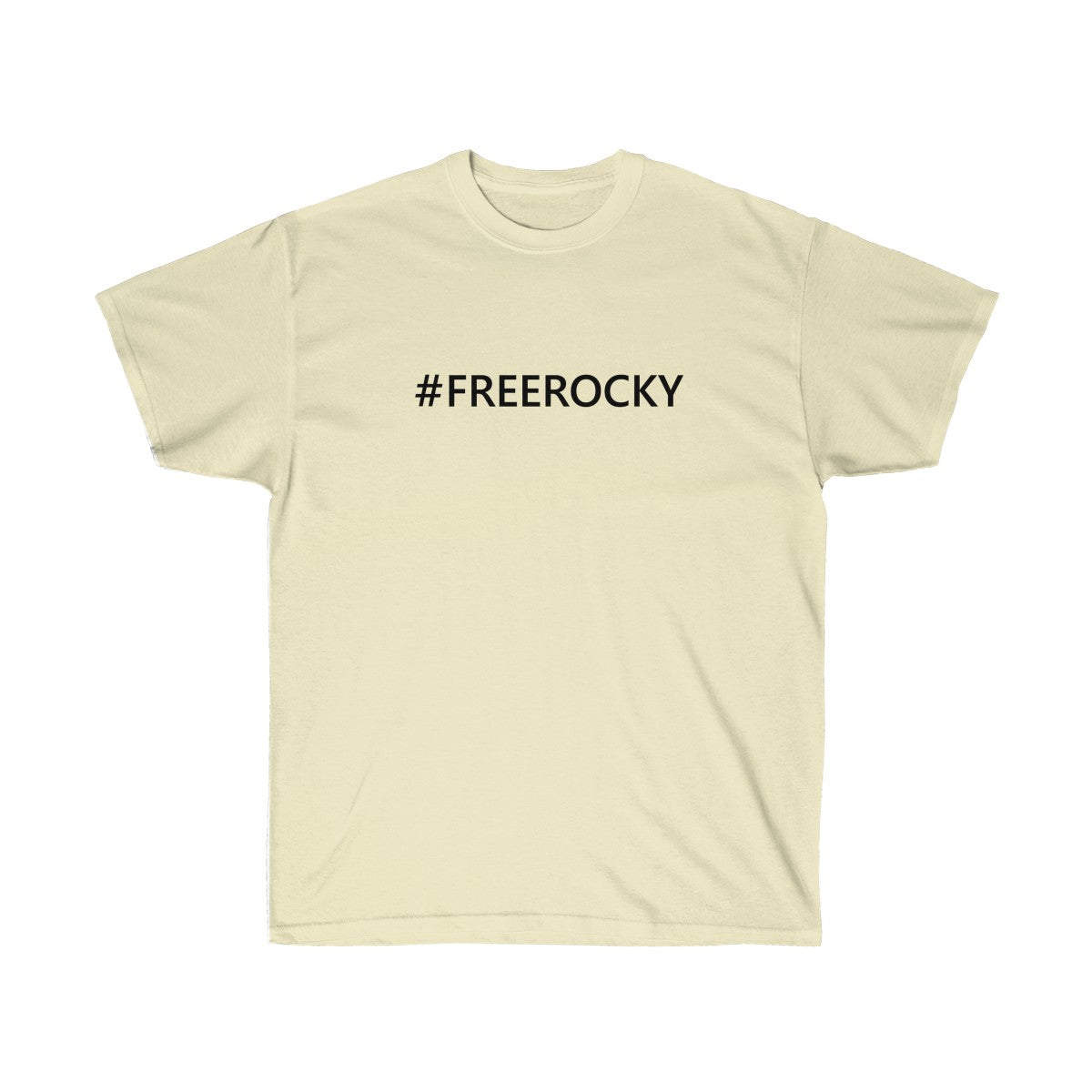 Unisex Ultra Cotton Tee #FREEROCKY T-Shirt-Natural-S-Bootlg