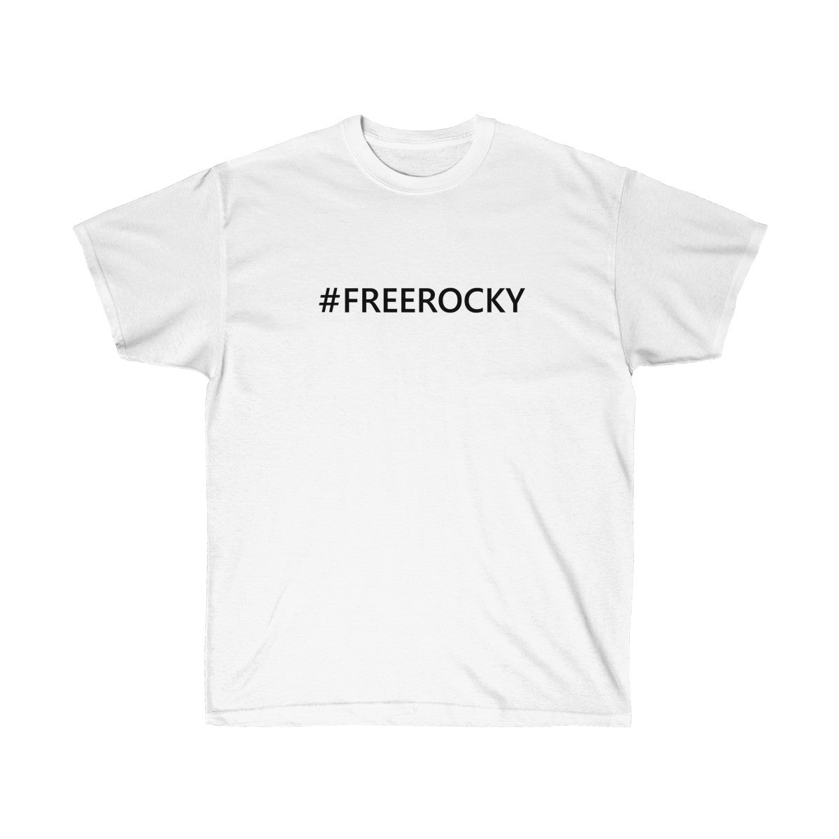 Unisex Ultra Cotton Tee #FREEROCKY T-Shirt-White-L-Bootlg