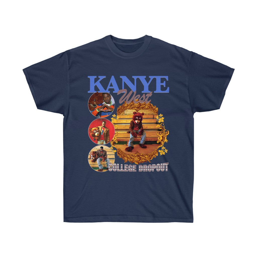 Vintage Kanye West College Dropout T-Shirt-Navy-S-Bootlg