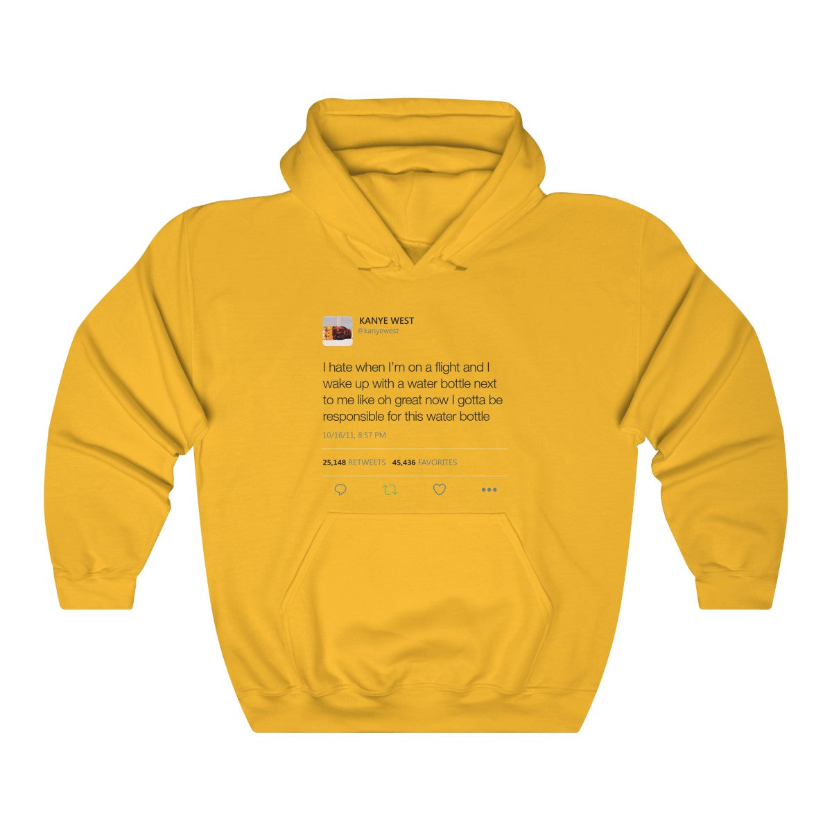 Water bottle tweet Kanye West Hoodie-Gold-S-Bootlg