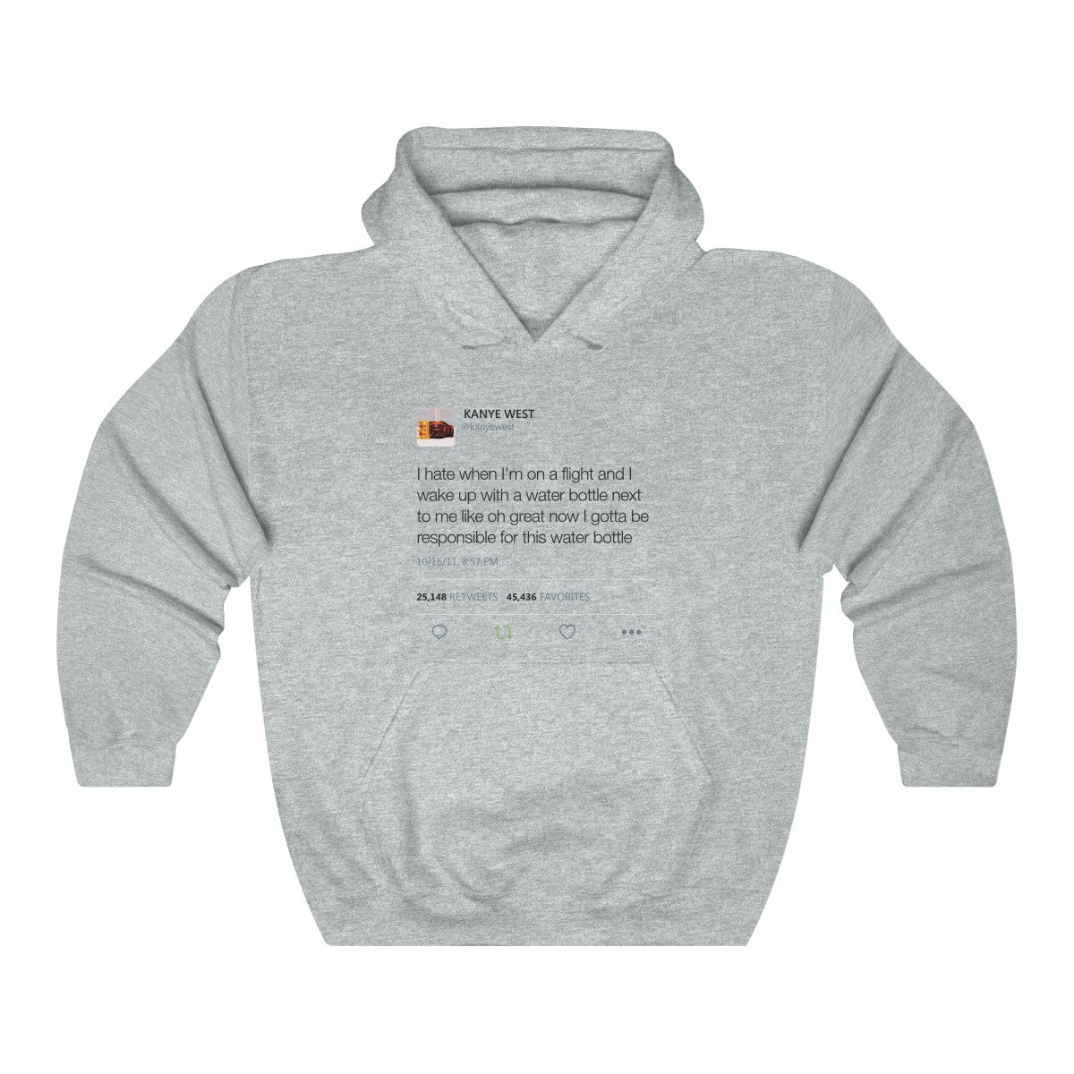 Water bottle tweet Kanye West Hoodie-Ash-S-Bootlg