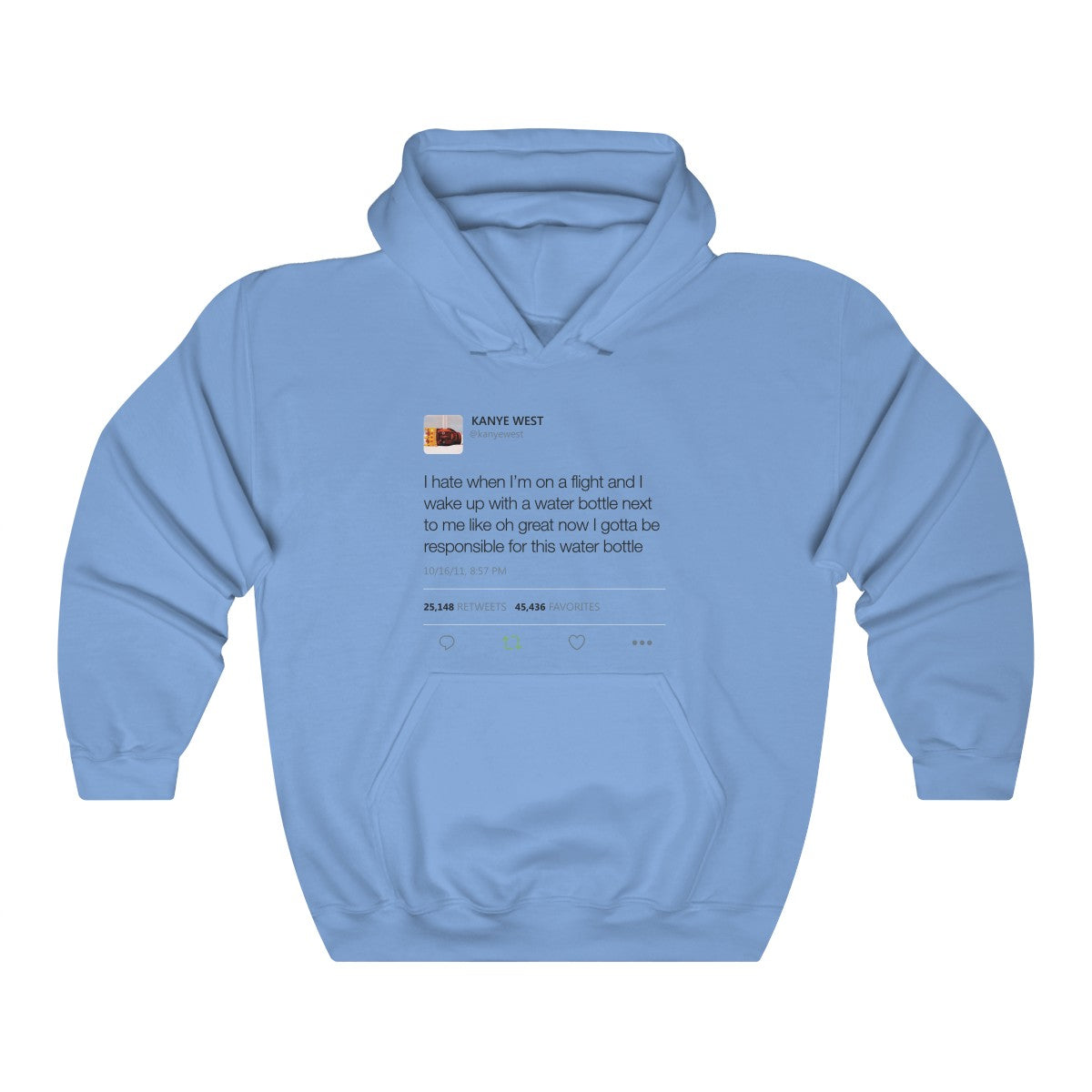 Water bottle tweet Kanye West Hoodie-Carolina Blue-S-Bootlg