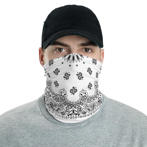 White Bandana Neck gaiter Snood-Bootlg