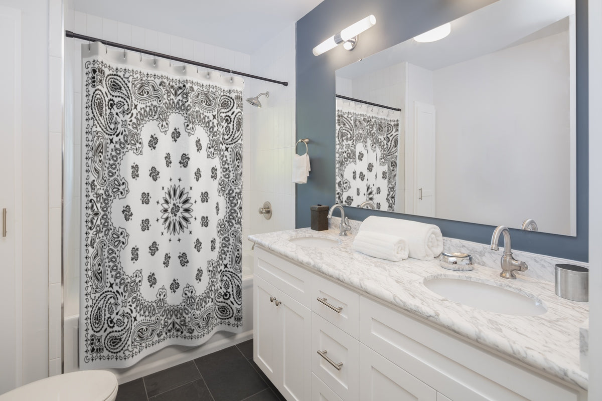 White Bandana Shower Curtains-Bootlg