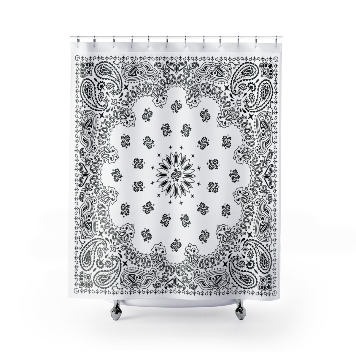 White Bandana Shower Curtains-71" x 74"-Bootlg