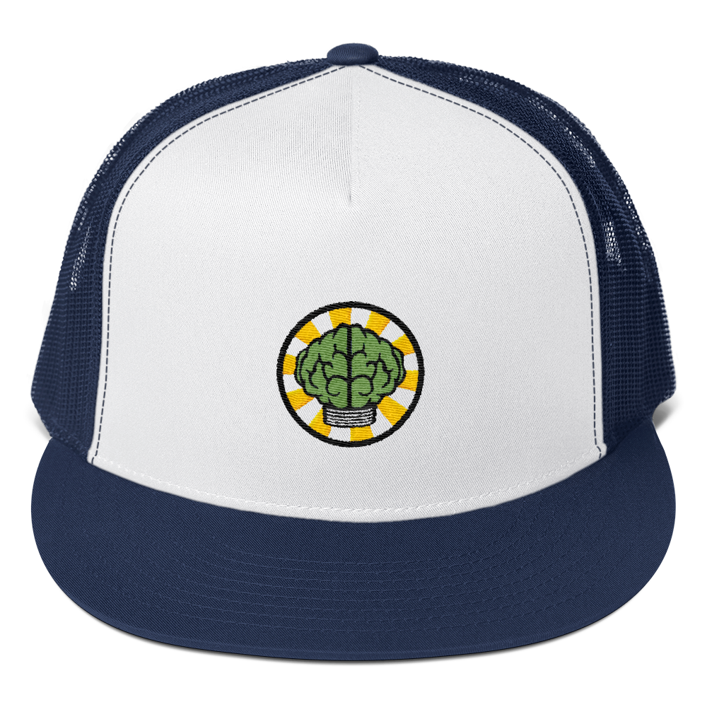 HypeMonsterz NERD Trucker Cap Inspired - Brain logo No one ever really dies-Navy/ White/ Navy-Bootlg