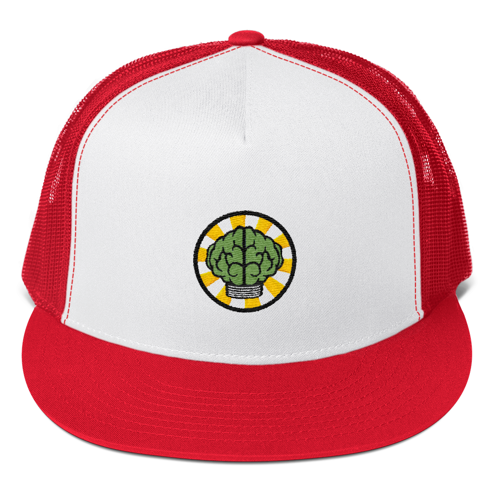 HypeMonsterz NERD Trucker Cap Inspired - Brain logo No one ever really dies-Red/ White/ Red-Bootlg