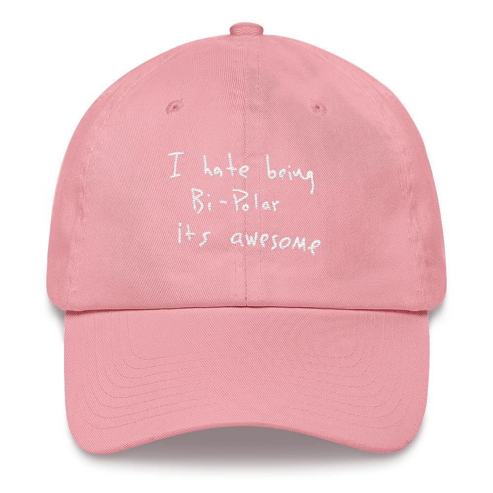 I Hate Being Bi-Polar It's Awesome Kanye West inspired Embroidery Dad Hat / Cap-Pink-Bootlg