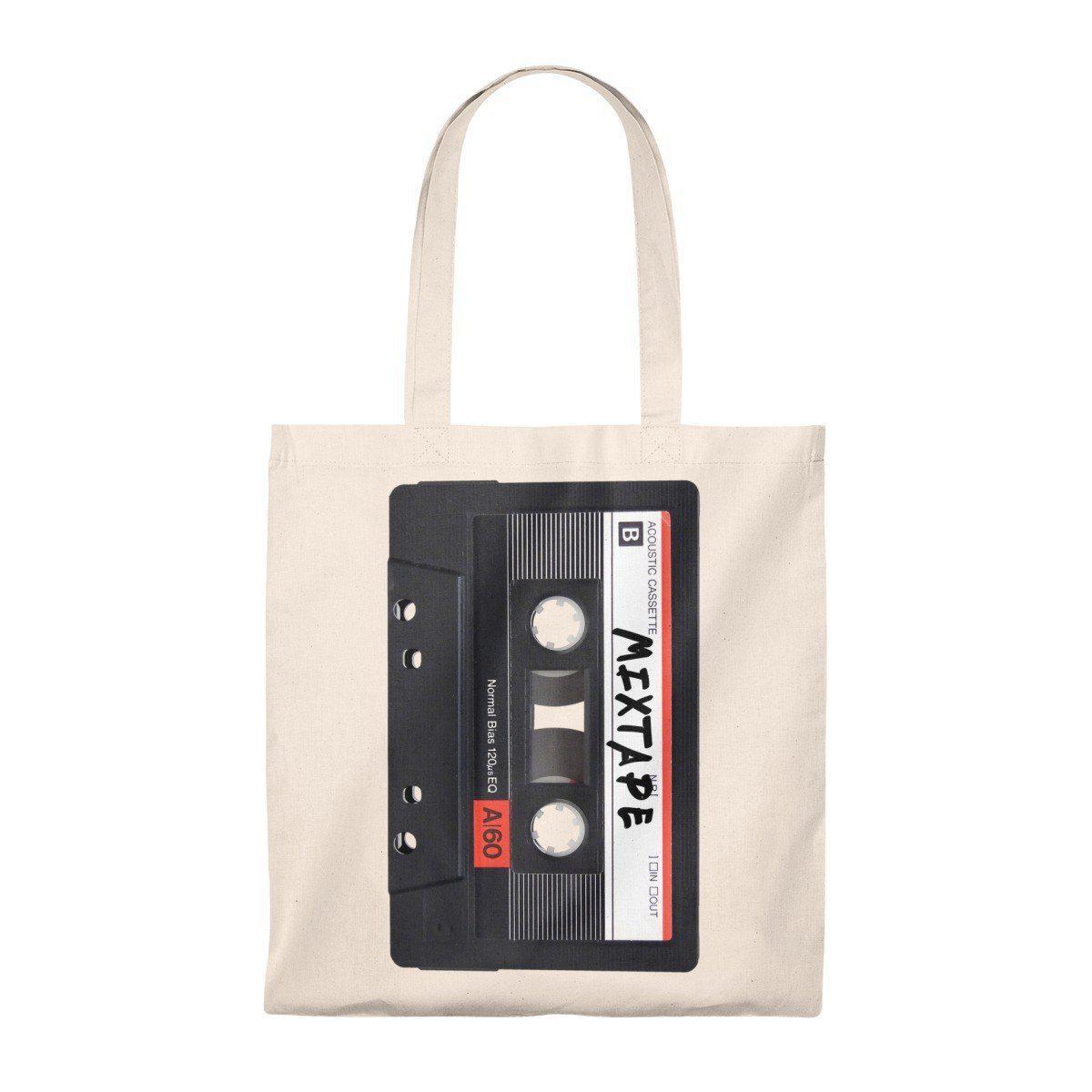 Mixtape Tape Tote Bag - 90S Retro Hip Hop-Natural/Natural-Bootlg