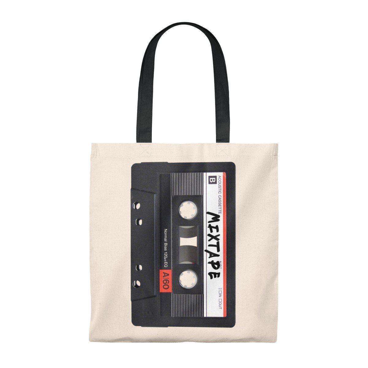 Mixtape Tape Tote Bag - 90S Retro Hip Hop-Natural/Black-Bootlg