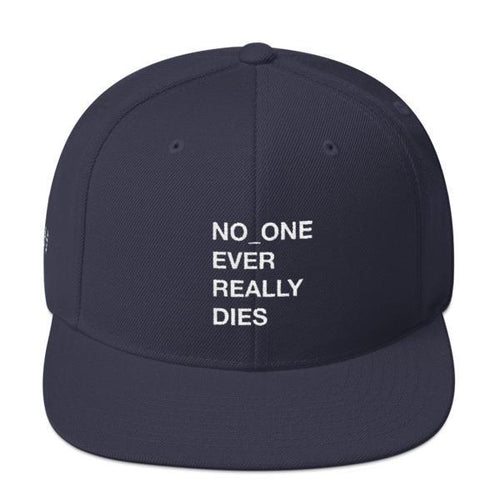 NERD NO_ONE Ever Really Dies logo embroidery Snapback Cap-Navy-Bootlg