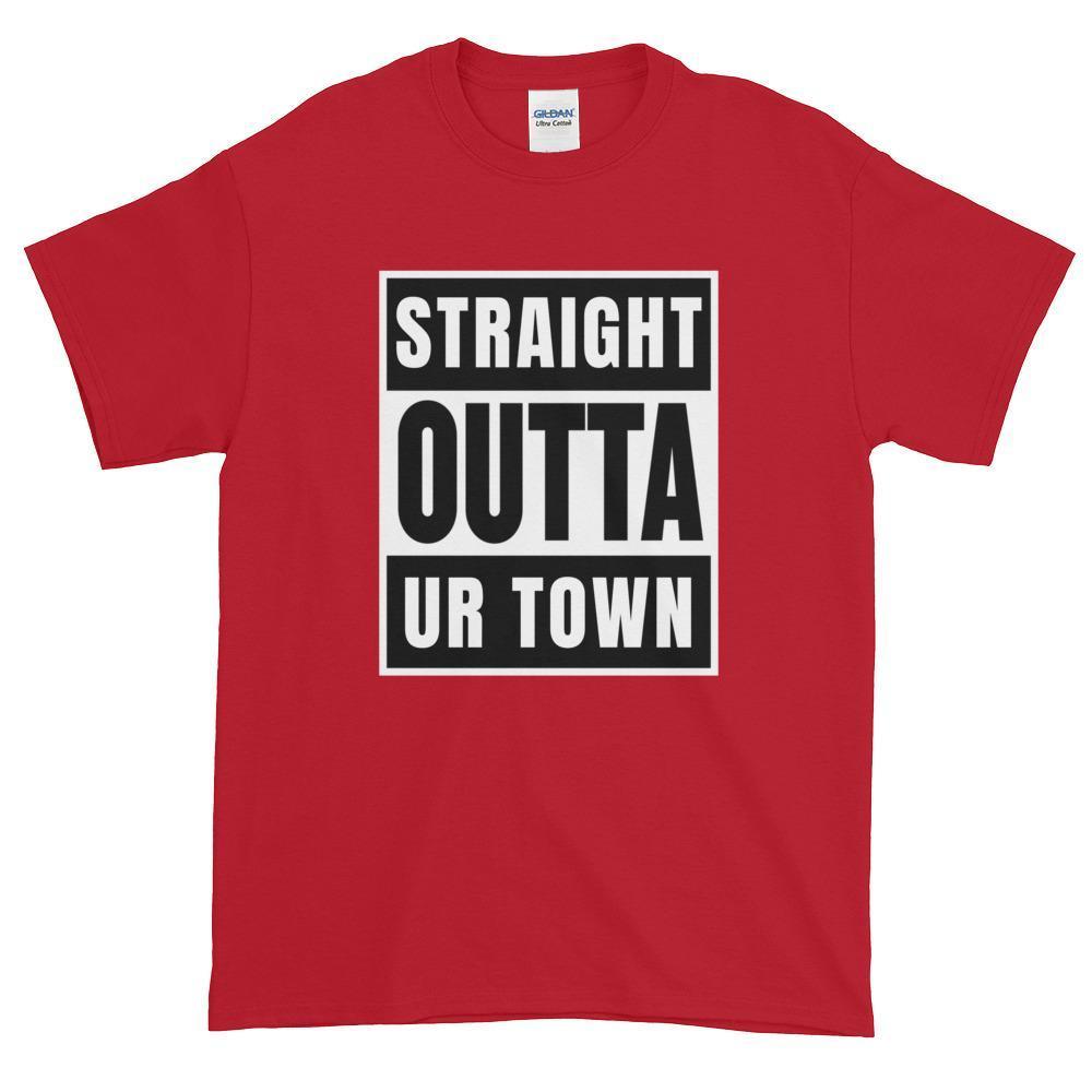 Personalized Straight outta Compton or Your Town Short-Sleeve T-Shirt-Cherry Red-S-Bootlg