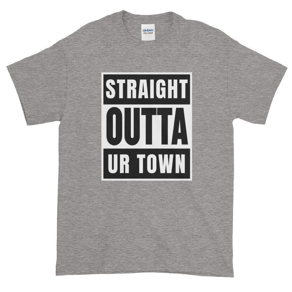 Personalized Straight outta Compton or Your Town Short-Sleeve T-Shirt-Sport Grey-S-Bootlg