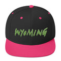 Wyoming Merch Snapback Hat-Black/ Neon Pink-Bootlg
