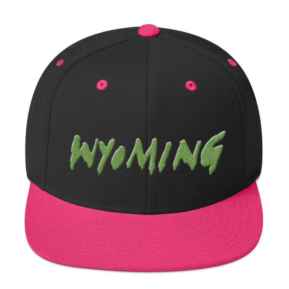 Wyoming Merch Snapback Hat-Black/ Neon Pink-Bootlg